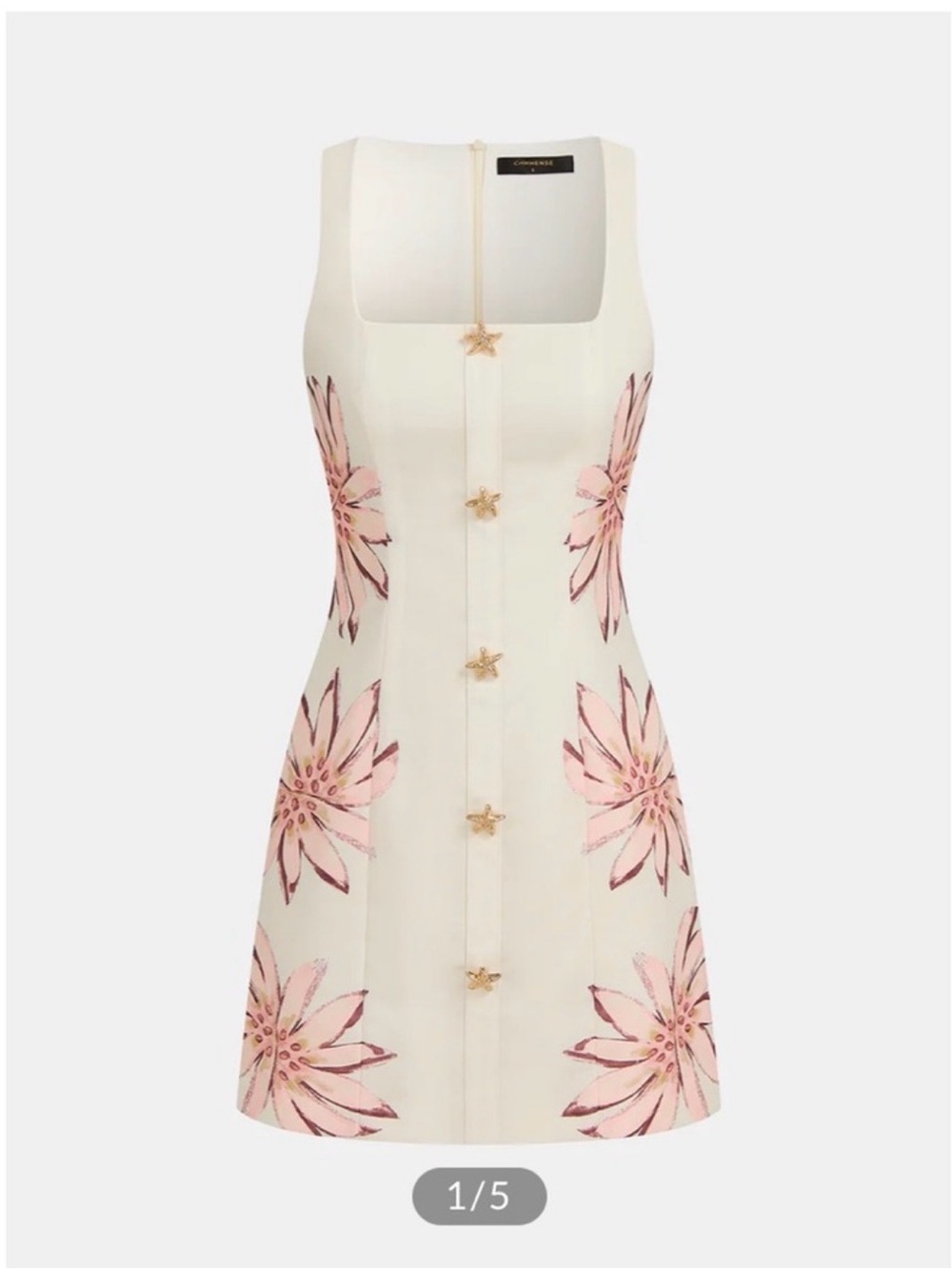 Commense Cream Mini Dress with Pink Floral Motif